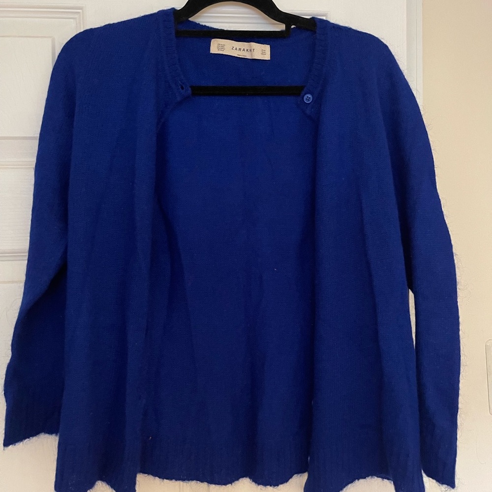ZARA KNIT TOP Cardigan SZ Medium  Blue
